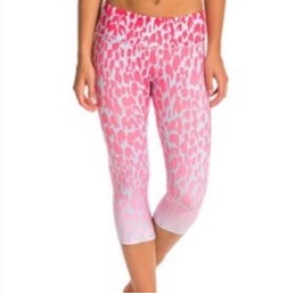 ALO Yoga Pants - Alo yoga Capri Leggings Airbrush Pink Gray Ombre Animal Print